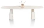 lund, borðstofuborð oval 270 x 120 sm – stone–skin – keilulaga fótur - nebbia