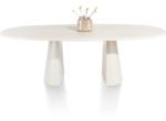 lund, borðstofuborð oval 240 x 120 sm – stone–skin – keilulaga fótur - nebbia