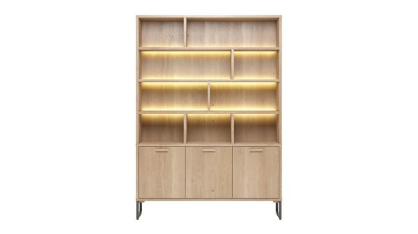 CASTELLO, glerskápur 150 sm. - 3-hurðir + 8-hólf (+ led)