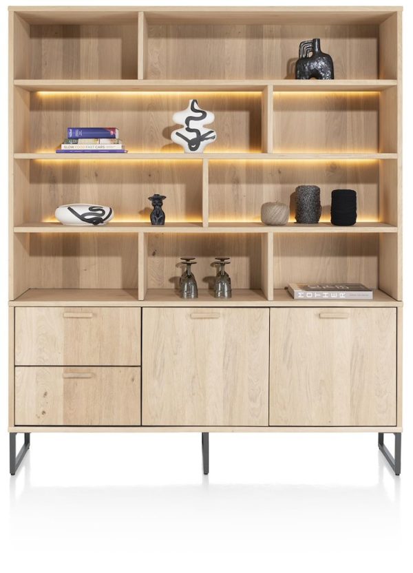 CASTELLO, glerskápur 181 sm. - 2-hurðir + 2-skúffur + 8-hólf (+ led)