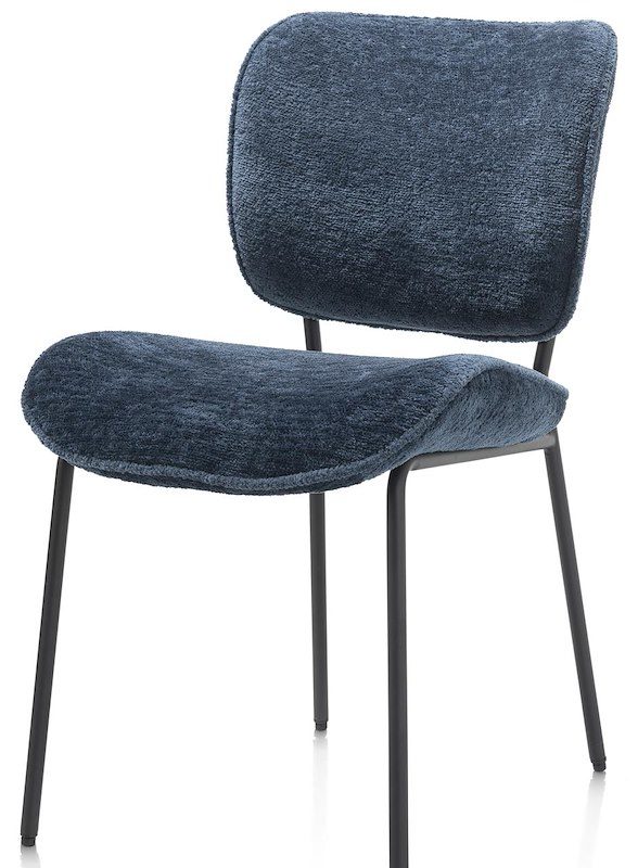 JULIA, borðstofustóll - rough off black stell - áklæði lecce