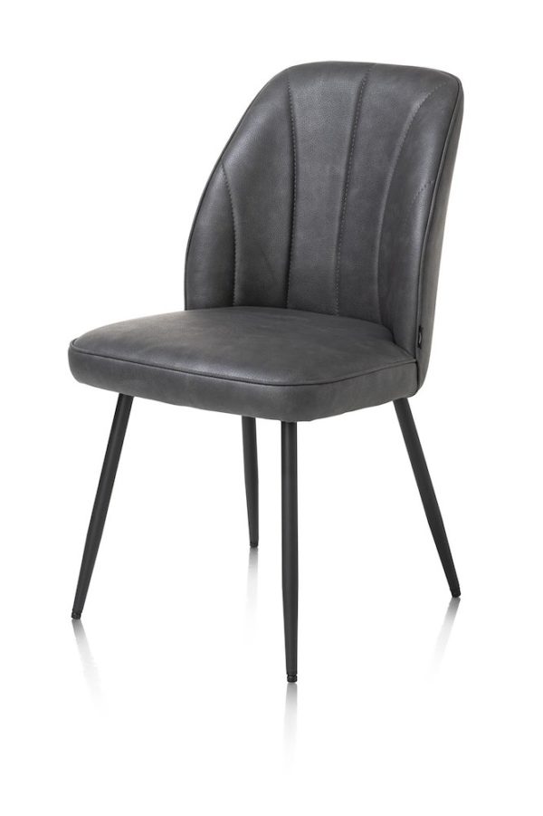 LEO, borðstofustóll - stell rough off black - áklæði pala