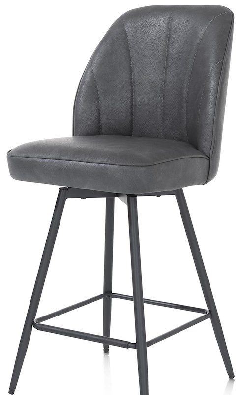 LEO, Barstóll - stell rough off black - m/snúningi - áklæði pala