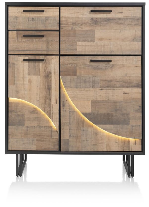 AVALON, háskenkur 120 sm. - 2-hurðir + 2-skúffur + 1-felliborð (+ led)