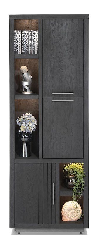 Pavie, Bergkast Smal 75 sm - 3-hurðir + 5-hólf (+ LED)