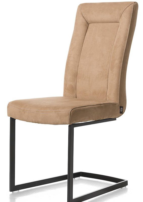 Malene, stóll – Svart stál – 'swing' fótur  + handfang  – Nubucco camel/dark brown/liver