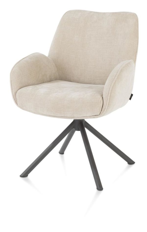 RILEY, armstóll - grafít-stál 4-fætur + relax function - m/snúningi - pokagormar - áklæði cadiz