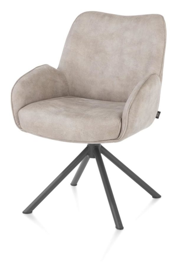 RILEY, armstóll - 4-fætur grafít-stál - m/snúningi - pokagormar - taurus