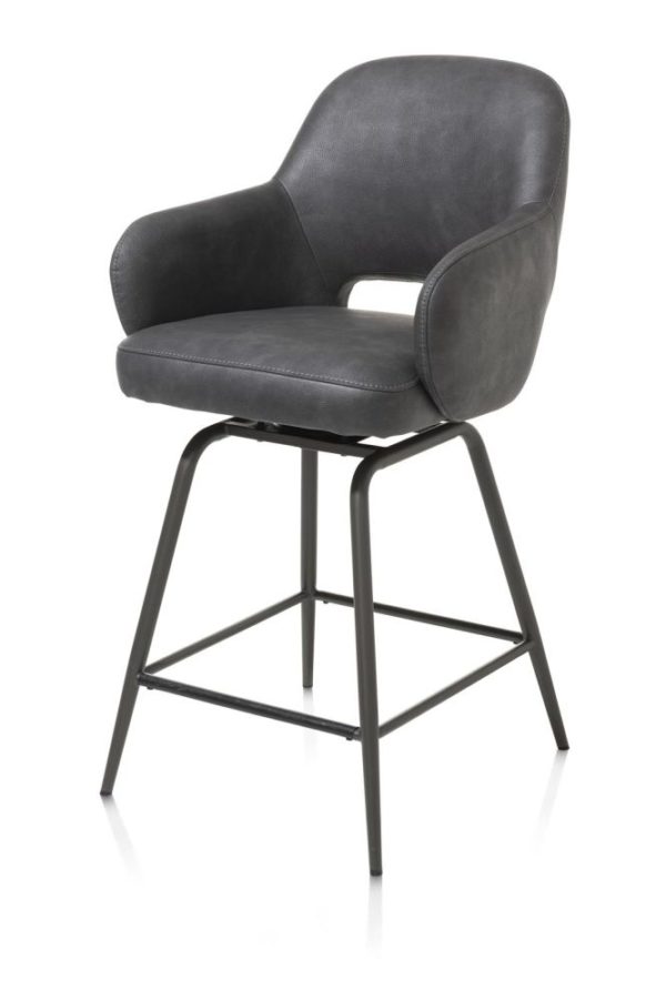 NIKOLAS, barstóll - m/snúningi - grafít (ral 7022) - áklæði pala