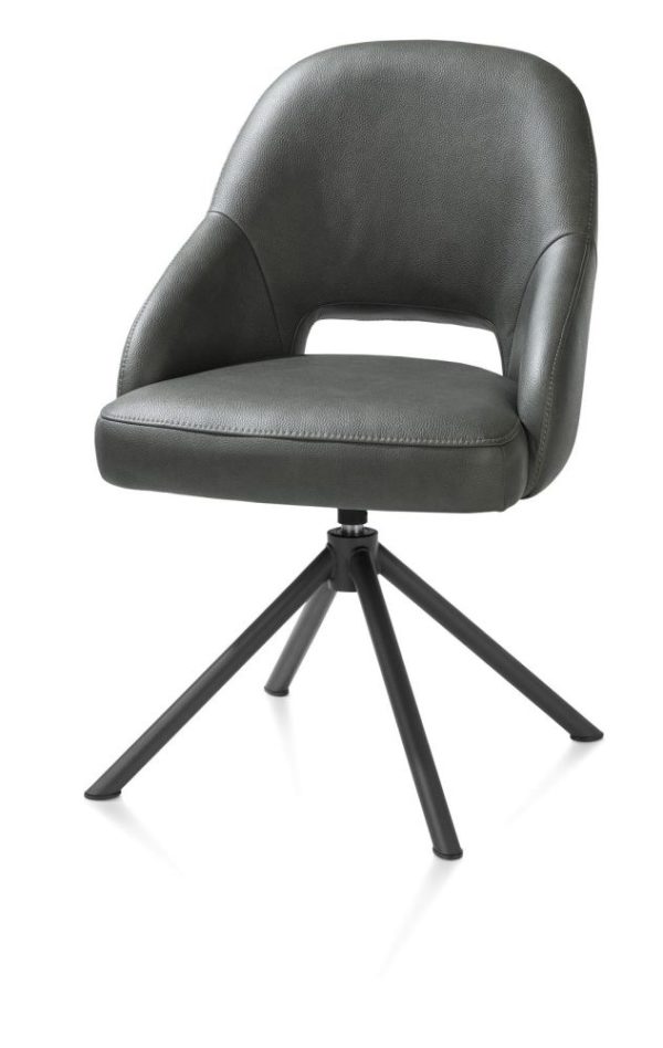 NIKOLAS, borðstofustóll - m/snúningi - grafít (ral 7022) - áklæði pala