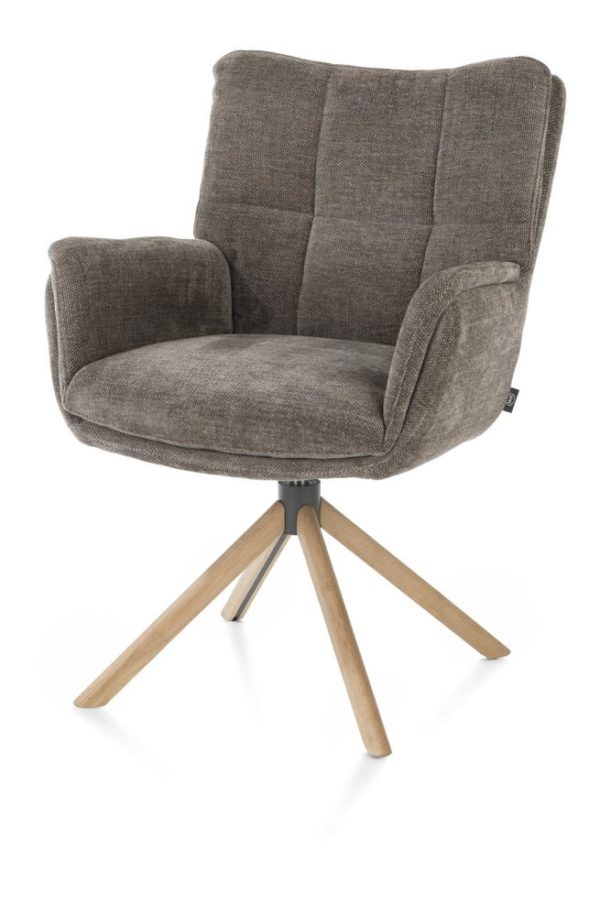 JUNA, armstóll - eikarfætur -m/snúningi - áklæði livigno