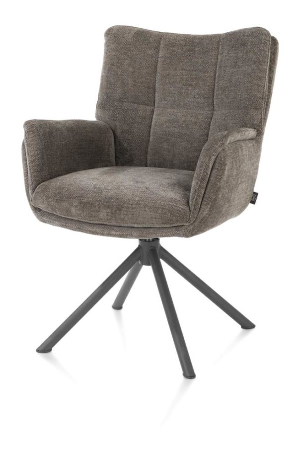 JUNA, armstóll - grafít-stál 4-fætur - m/snúningi - áklæði livigno