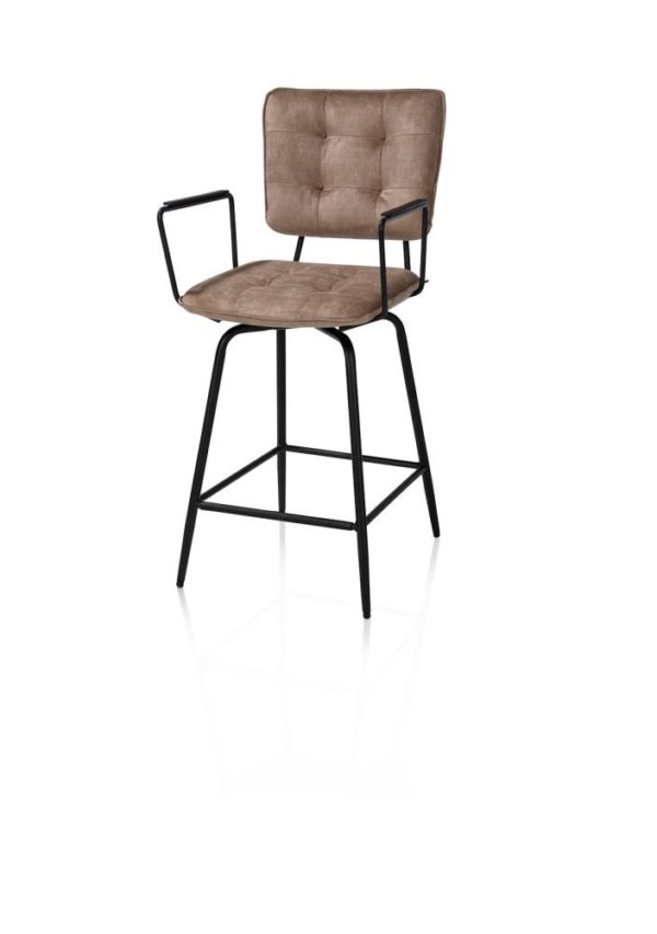 MANOU, barstóll m/örmum -bein-svartur -áklæði karese