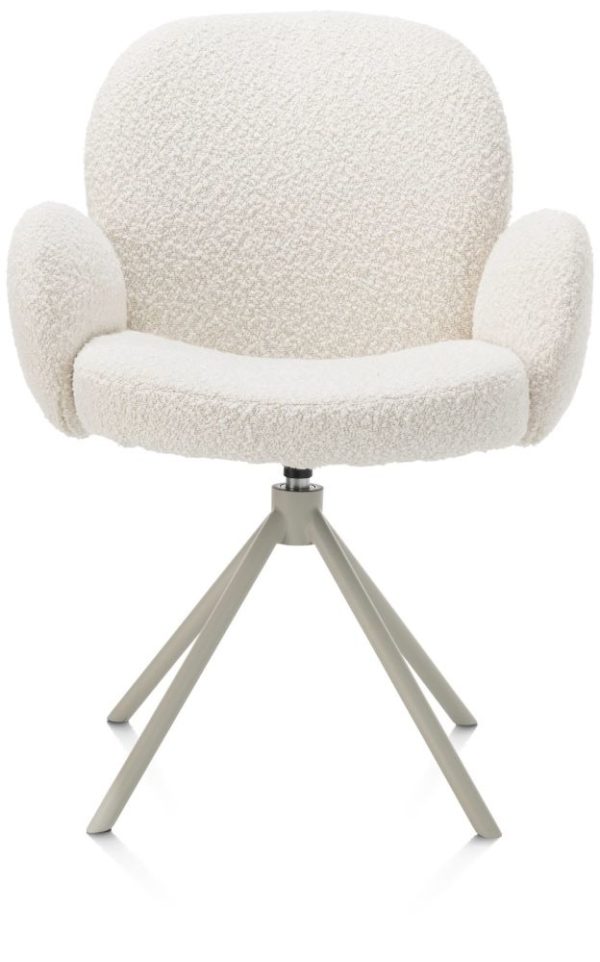 JAXON, Borðstofustóll m/örmum -silki-grár fótur -m/snúningi -áklæði brioni