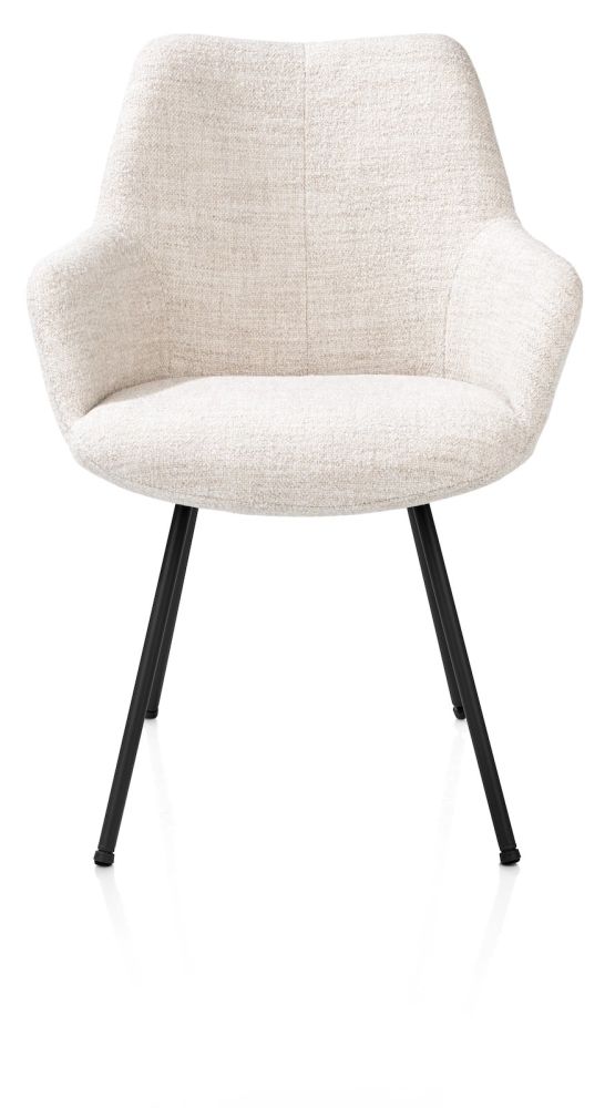 MATS, armstóll -4-fætur -bein-svart stell -áklæði luton