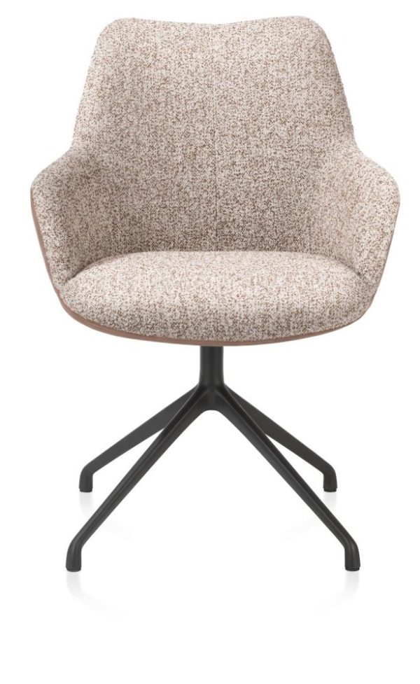 MATS, armstóll -Álgrind 4-fætur -m/snúningi -bein-svart stell-combi pala koníak +luton kopar