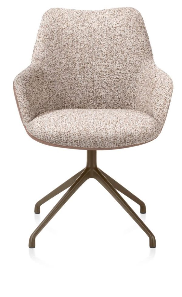 MATS, armstóll -Álgrind 4-fætur -m/snúningi -brúnað stál -combi pala koníak +luton kopar